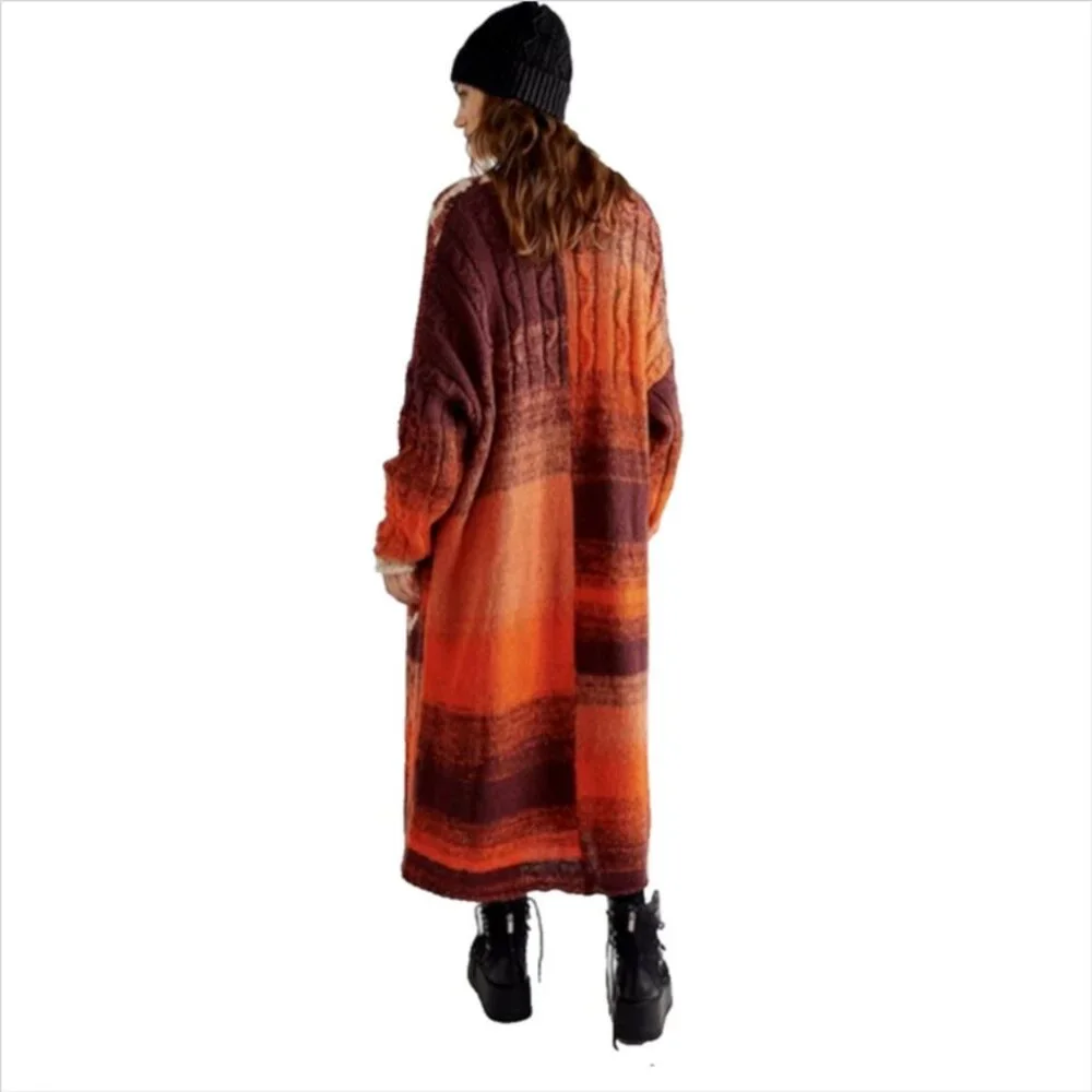 NWOT Free People Flurry Longline Duster Cardigan Sweater in Cider Combo